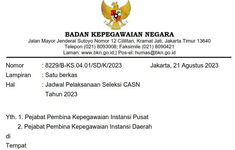 Resmi, Ini Jadwal Tes CPNS dan PPPK 2023