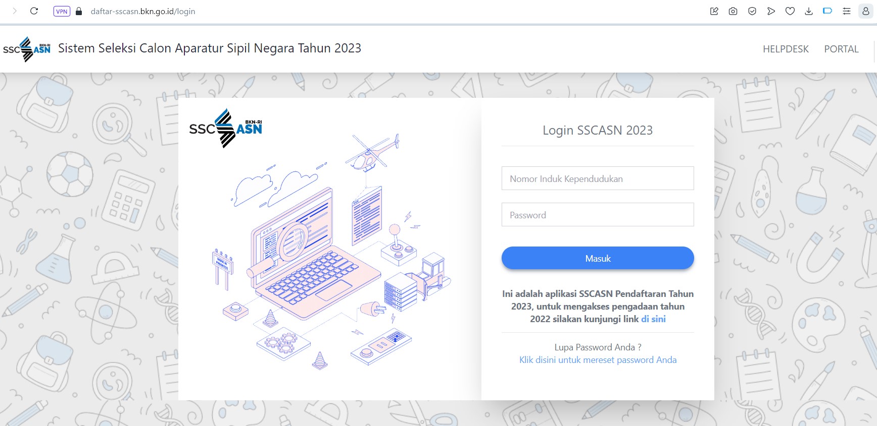 Sudah Tayang, Web Pendaftaran ASN 2023 di https://daftar-sscasn.bkn.go