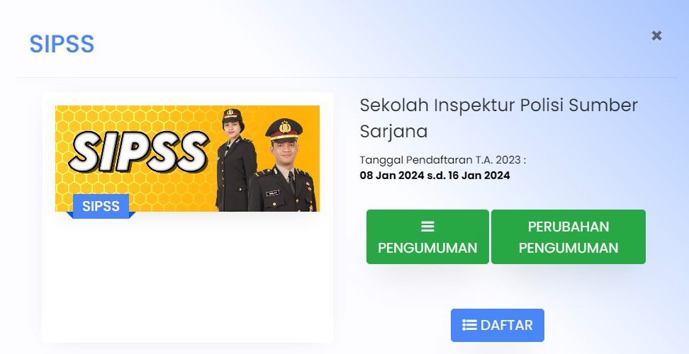 Sudah Terbit, Ini Pengumuman Penerimaan SIPSS Polri 2024